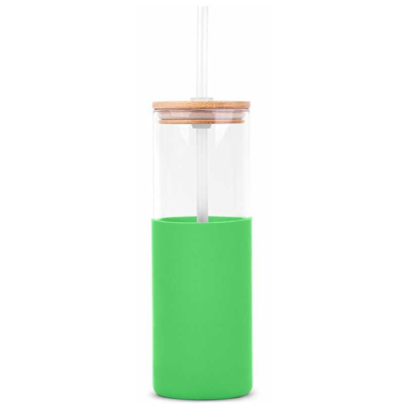 18oz. Glass Tumbler with Bamboo Lid, Straw & Silicone Sleeve