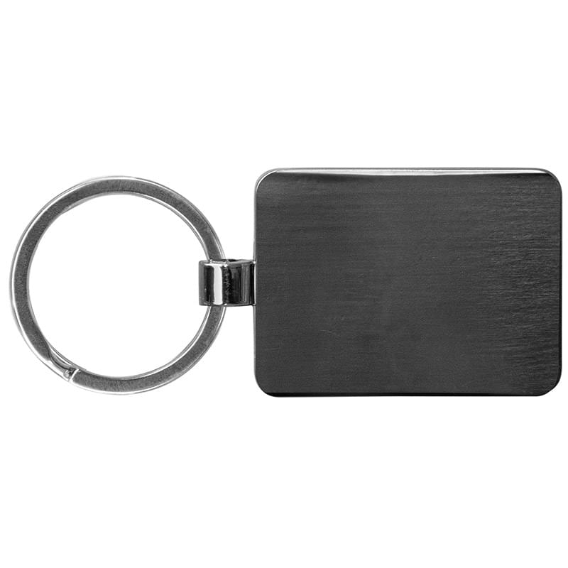 3x4cm Rectangle Shape Dark Gray Metal Keychain with Wooden Plate