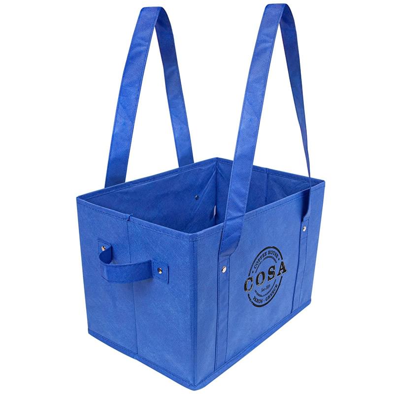 RPET Cloth Folding Storage Basket and Tote - Blue