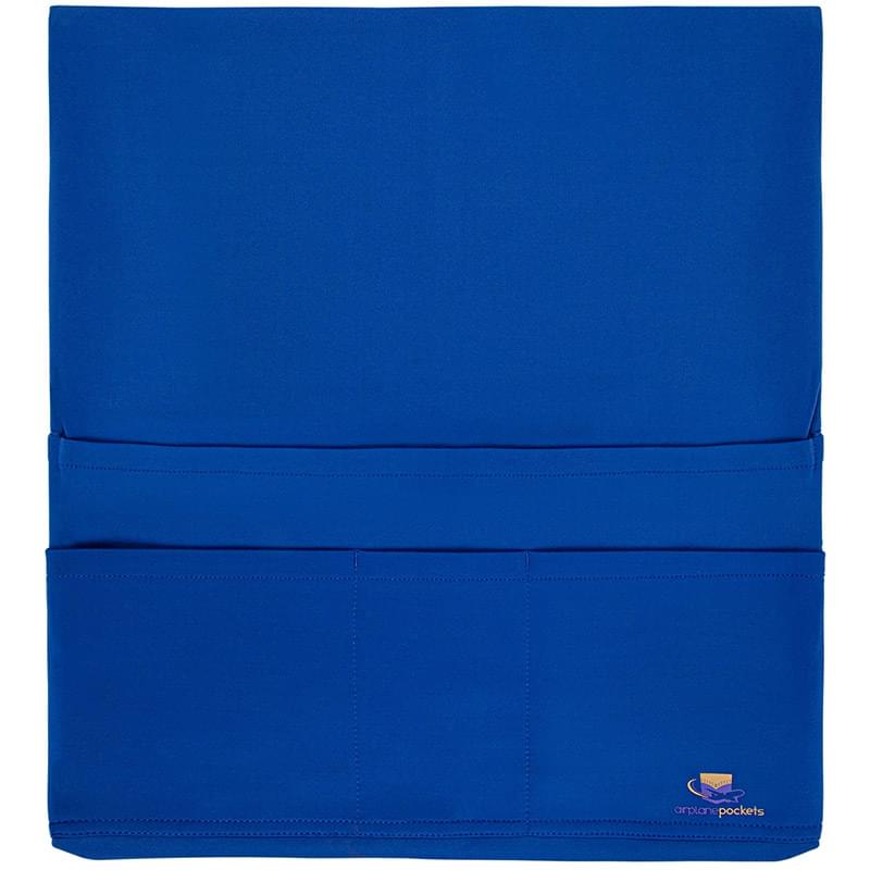 Ionshield™ Airplane Pocket - Stretch Fabric Cover With Pockets For Airplane Tray Tables - Blue