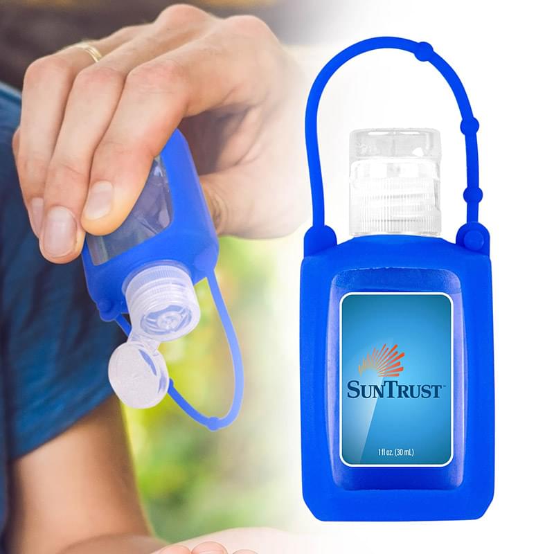 1 oz. Silicone Travel Sleeve Keychain Holder with Hand Sanitizer