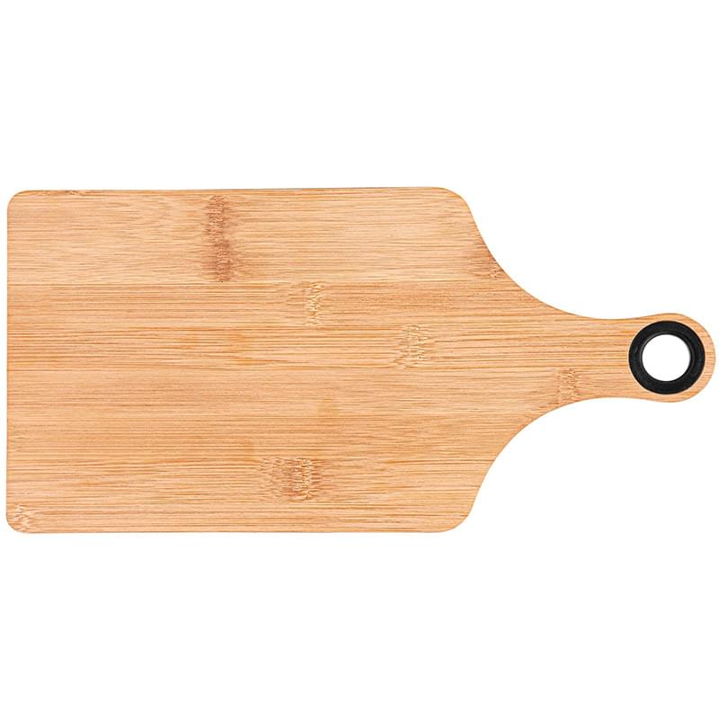 The Genoa 14-Inch Bamboo Cutting Board with Handle - Black