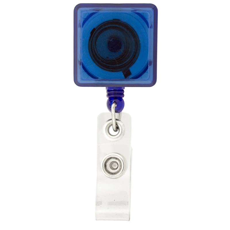 Square Retractable Badge Holder - Translucent Blue