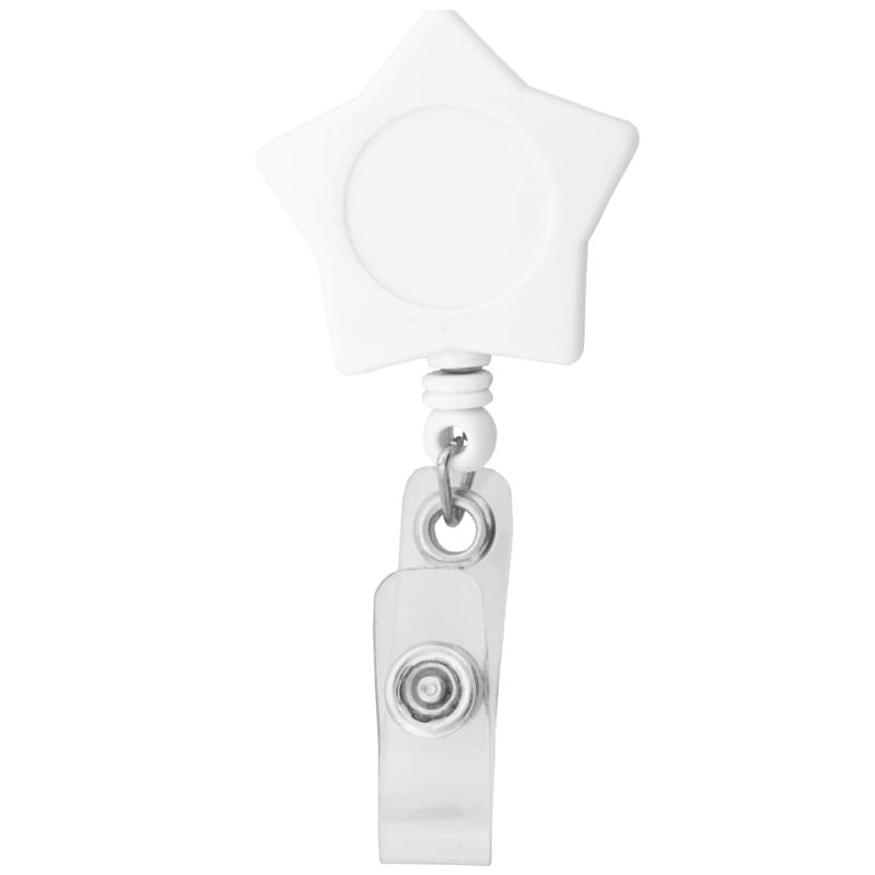 Star-Shaped Retractable Badge Holder - Solid White