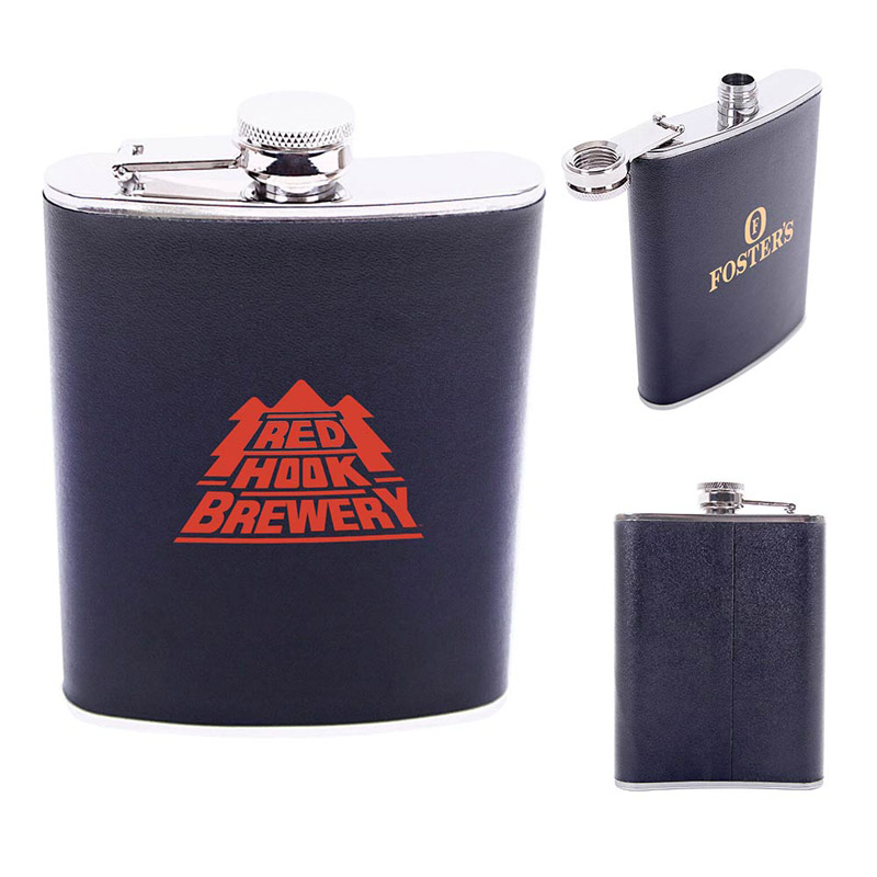 Leatherette Stainless Steel Flask - 8 oz.