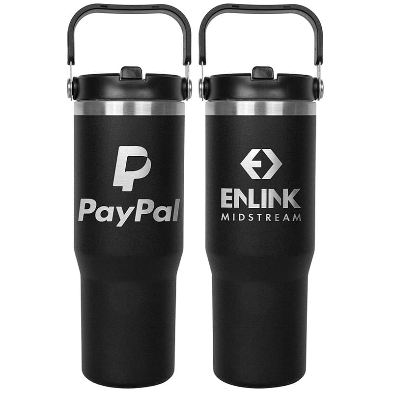 Promo Stainless Steel Insulated Mugs with Handle and Built-In Straw (30  Oz.), Water Bottles