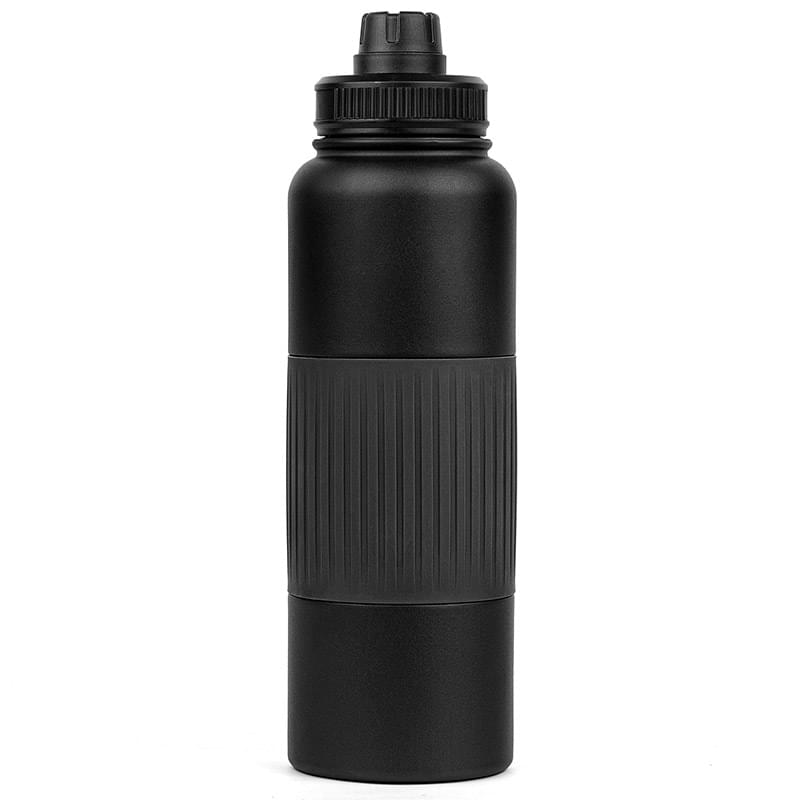 Goliath 40oz. Powder-Coated Stainless Steel Water Bottle with No-Slip Grip - Black