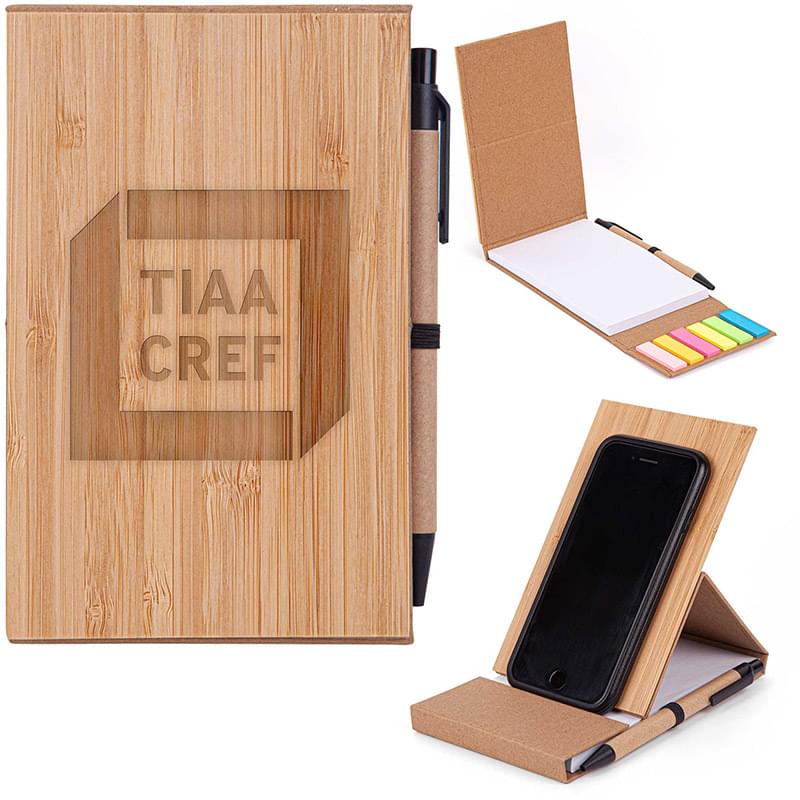 4x6 Bamboo Notepad & Pen Set with Sticky Notes