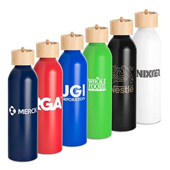 Meriden Sustainable Aluminum Bottle with Bamboo Lid & Cotton String Loop