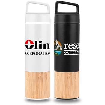 20oz. Bamboo-Wrapped Insulated Water Bottle with Handle & Powder-Coating